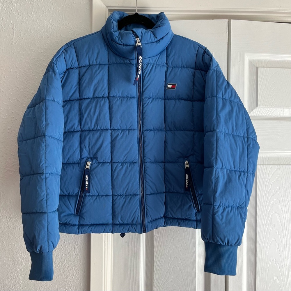 Tommy Hilfiger Sport High Neck Puffer Coat Jacket in Blue